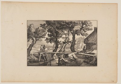 Egy fahíd, a Tájakból alkotó: Claes Jansz. Visscher