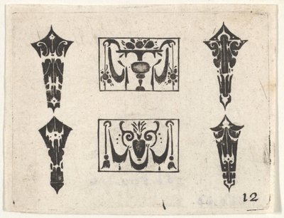 Blackwork nyomat két vízszintes táblával és négy előlappal, kb. 1620. alkotó: Claes Jansz Visscher