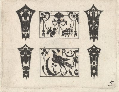Blackwork nyomat szimmetrikus Schweifwerk mintával, kb. 1620. alkotó: Claes Jansz Visscher