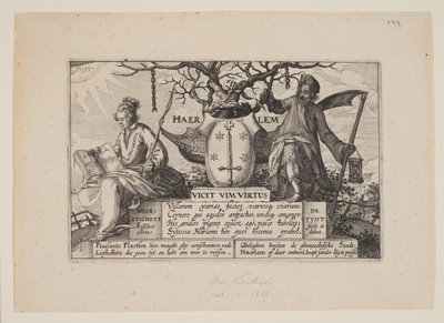 Cím, a Haarlem környéki kilátásokból (Plaisante Plaetsen) alkotó: Claes Jansz. Visscher