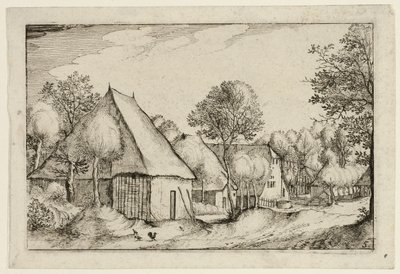 Egy tanyaudvar, ötödik tányér a tanyák, vidéki házak és falusias falvak képei után (Praediorum villarum et rusticarum casularum icones). alkotó: Claes Jansz. Visscher II