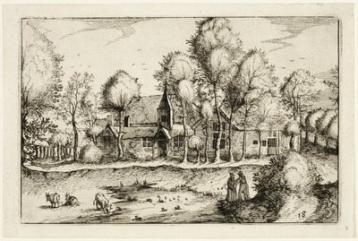 Egy tó, tizennyolcadik tányér a tanyák, vidéki házak és falusias falvak képei után (Praediorum villarum et rusticarum casularum icones) alkotó: Claes Jansz. Visscher II