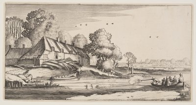 Kacsalövés egy tanya melletti csónakból, a Landscapes (Playsante Lantschappen) című filmből. alkotó: Claes Jansz. Visscher II