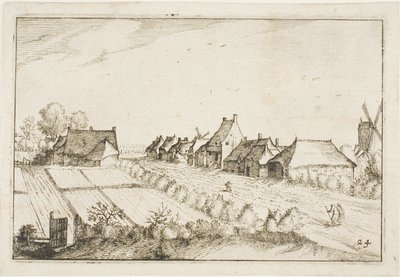 Mezők és egy út, 24. tányér a tanyák, vidéki házak és falusias falvak képei után (Praediorum villarum et rusticarum casularum icones) alkotó: Claes Jansz. Visscher II