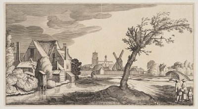 House on a Pond Outside a Town, from Landscapes (Playsante Lantschappen) alkotó: Claes Jansz. Visscher II