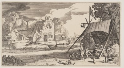 Sátor vidéki emberekkel, a Landscapes (Playsante Lantschappen) című filmből alkotó: Claes Jansz. Visscher II
