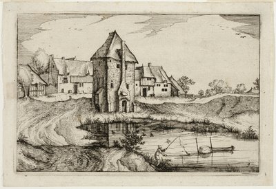 A tó, kilencedik tányér a tanyák, vidéki házak és falusias falvak képei után (Praediorum villarum et rusticarum casularum icones) alkotó: Claes Jansz. Visscher II