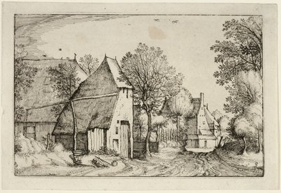 Falusi út, harmadik lemez a tanyák, vidéki házak és falusias falvak képei után (Praediorum villarum et rusticarum casularum icones) alkotó: Claes Jansz. Visscher II