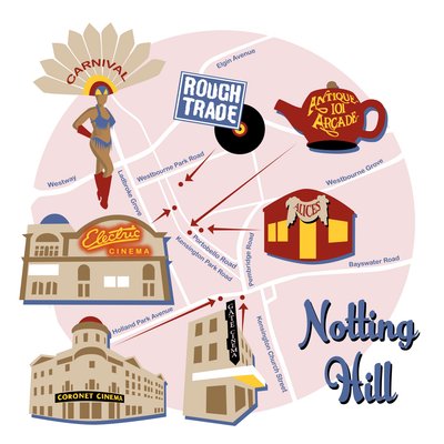 Notting Hill térképe alkotó: Claire Huntley
