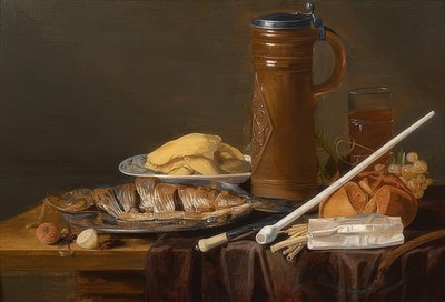 Csendélet agyagpipával. 1630 körül alkotó: Charlotte Evans