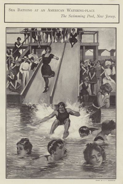 Sea bathing at a swimming pool in New Jersey, United States (litho) alkotó: Clarence F. Underwood