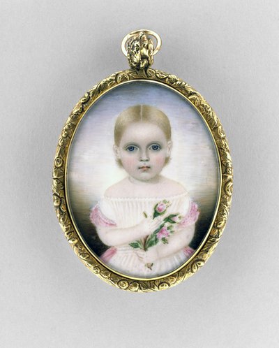 Egy lány portréja, 1840 körül (akvarell, elefántcsont, aranyozott és üveg) alkotó: Clarissa Peters Russell