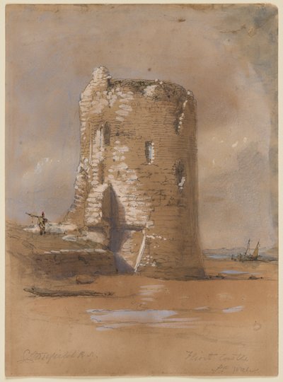 Flint Castle (akvarell, gouache és ceruza, papír) alkotó: Clarkson Frederick Stanfield