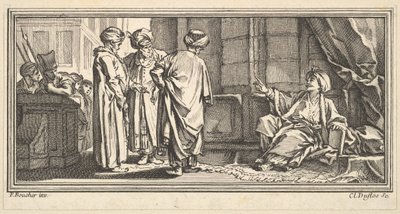 Qadi meghallgatása, 1746-47. alkotó: Claude Augustin Duflos