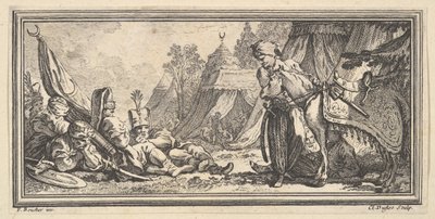 Török katonák pihennek, 1746-47. alkotó: Claude Augustin Duflos