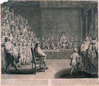 I. Károly király tárgyalása, Westminsteri palota, 1725 alkotó: Claude Dubosc