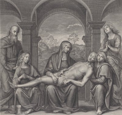 Krisztus a sírban, a Szűz ölében nyugszik, Perugino után, kb. 1685-1727. alkotó: Claude Duflos