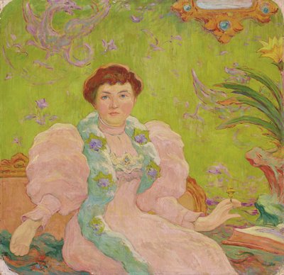 fiatal nő rózsaszín ruhában; Jeune femme a la robe rose, 1893 körül (olaj, vászon) alkotó: Claude Emile Schuffenecker
