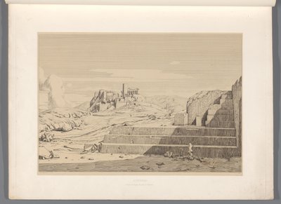 Gezicht op Athén Athén (cím a tárgyon) Kilátások az ókori Görögország leghíresebb helyszíneiről (...) (sorozat címe) alkotó: Claude Félix Théodore Caruelle d