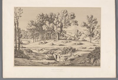 Landschap met gezicht op de berg Pentelikon Mount Pentelic (cím az objektumon) Kilátások az ókori Görögország leghíresebb helyszíneiről (...) (sorozat címe) alkotó: Claude Félix Théodore Caruelle d