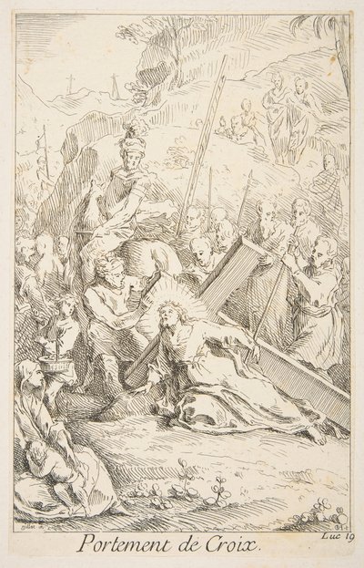 Kereszthordozás.n.d. Alkotók: Claude Gillot, Jacques Gabriel Huquier. alkotó: Claude Gillot, Jacques Gabriel Huquier