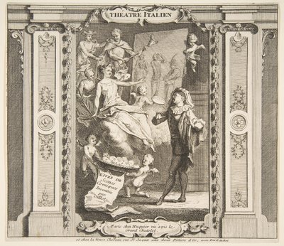 Frontispiece a Theatre Italien.n.d. Alkotók: Claude Gillot, Jacques Gabriel Huquier. alkotó: Claude Gillot, Jacques Gabriel Huquier