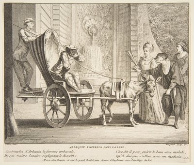 Harlekin, császár a Holdon.n.d. Alkotók: Claude Gillot, Jacques Gabriel Huquier. alkotó: Claude Gillot, Jacques Gabriel Huquier