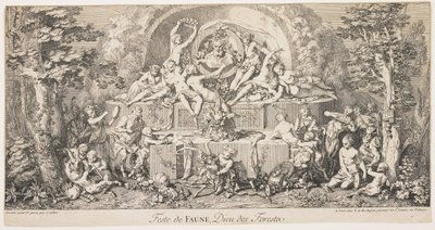 Fawn ünnepe, az erdők istene, c. 1740 alkotó: Claude Gillot