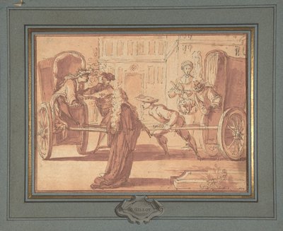Die Szene der zwei Kutschen alkotó: Claude Gillot