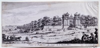 A Cours de la Reine Mere kilátása és perspektívája Ezt a sétát Marie de Medicis készítette 1616-ban a párizsi Place de l