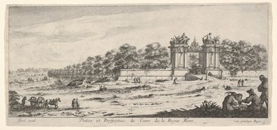 Kilátás az Anyakirálynő rezidenciájának kapujára, a Nézetek és az új ... sorozatból, kb. 1644. alkotó: Claude Goyrand