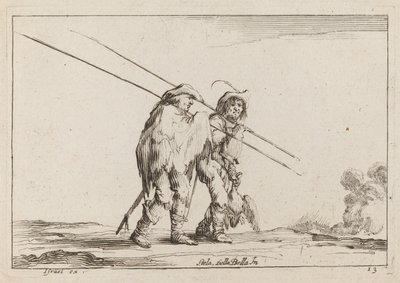 Két Pikemen gyalog utazik alkotó: Claude Goyrand after Stefano Della Bella