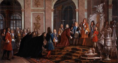XIV. Lajos király jóvátétele a gének dózse által, 17. század (festmény) alkotó: Claude-Guy Halle