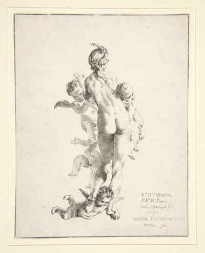 Cím nélkül (női akt puttóval) alkotó: Claude Henri Watelet