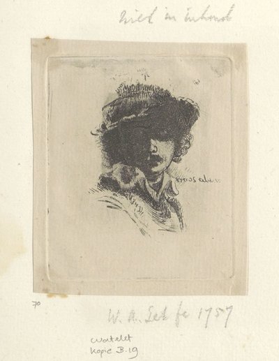 Zelfportret felteszi Saskiát: alleen Rembrandt Nyolcvanöt eredeti nyomat gyűjteménye (sorozat címe) alkotó: Claude Henri Watelet
