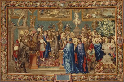 XIV. Lajos audienciája Fuentes grófjának… a Louvre-ban, 1662. március 24-én, 1730 körül. alkotó: Claude I, Ballin