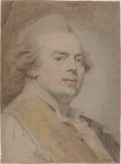 Önarckép, 1780 körül (vörös és fekete kréta és pasztell, papír) alkotó: Claude Jean Baptiste Hoin