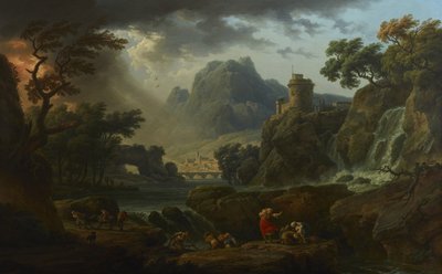 Hegyi táj közeledő viharral alkotó: Claude Joseph Vernet