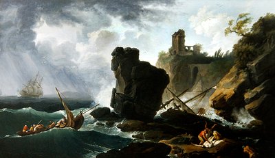 Klasszikus olasz tengerparti jelenet (olaj, vászon) alkotó: Claude Joseph Vernet