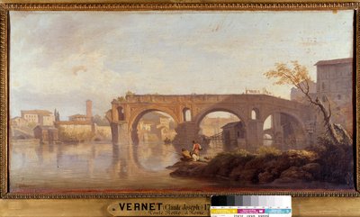 Le Ponte Rotto a római festmény Joseph Vernet (1714-1789) 18. századi V. 0,4x0,77 m . alkotó: Claude Joseph Vernet