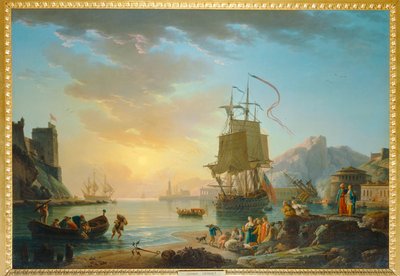 Marine, soleil couchant - Tengerparti festmény lenyugvó nappal ... alkotó: Claude Joseph Vernet
