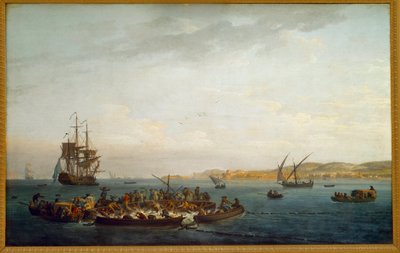 Tonhal horgászat. Joseph Vernet (1714-1789) festménye 18. századi Párizs, Musee de la Marine alkotó: Claude Joseph Vernet
