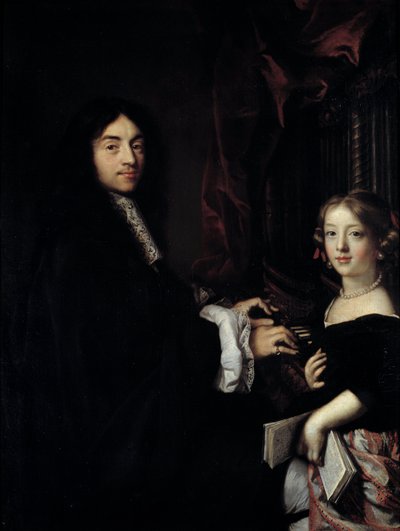 Charles Couperin (1638-1679) orgonaművész portréja a festő lányával Claude Lefebvre (1632-1675) festménye 17. század V. 1,27x0,96 m alkotó: Claude Lefebvre