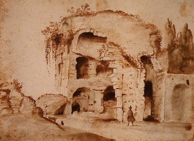 Rom a Palatinuson (tinta és mosás papíron) alkotó: Claude Lorrain
