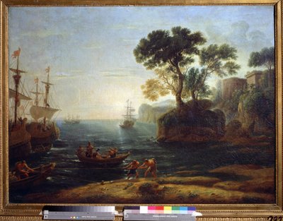 Ankunft des Äneas in Italien, Schöpfung des Römischen Reiches, Gemälde von Claude Lorrain (1600-1682), Barockkunst, Puschkin-Museum, Moskau von Claude  Lorrain