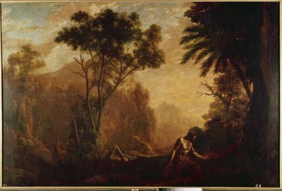 Táj Szent Onufriusszal (olaj, vászon, 1638 körül) alkotó: Claude Lorrain