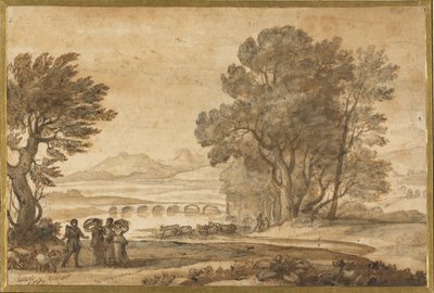 Egy erdős folyótájkép Jákob, Lábán és lányai társaságában alkotó: Claude Lorrain