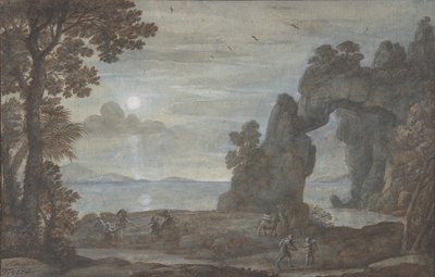 Tengerparti kilátás Perseusszal és a korall eredetével, 1674. alkotó: Claude Lorrain