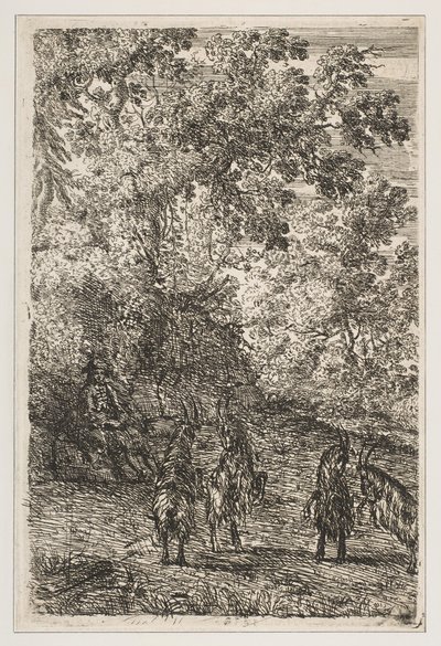 Négy kecske a The Goats bal oldalán, kb. 1630-33. alkotó: Claude Lorrain