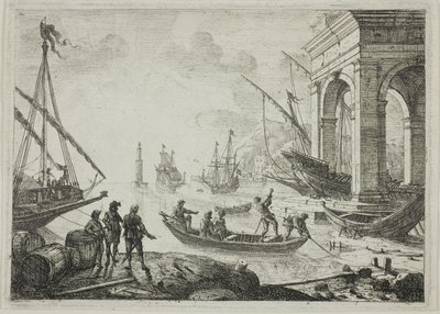 Kikötői jelenet egy világítótoronnyal alkotó: Claude Lorrain